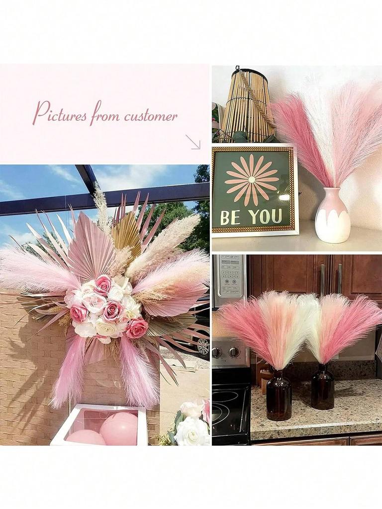15/30pcs Artificial Pampas Grass Fluffy Faux Reed Grass for Wedding Bouquet Arrangements Home Table Vase Decoration