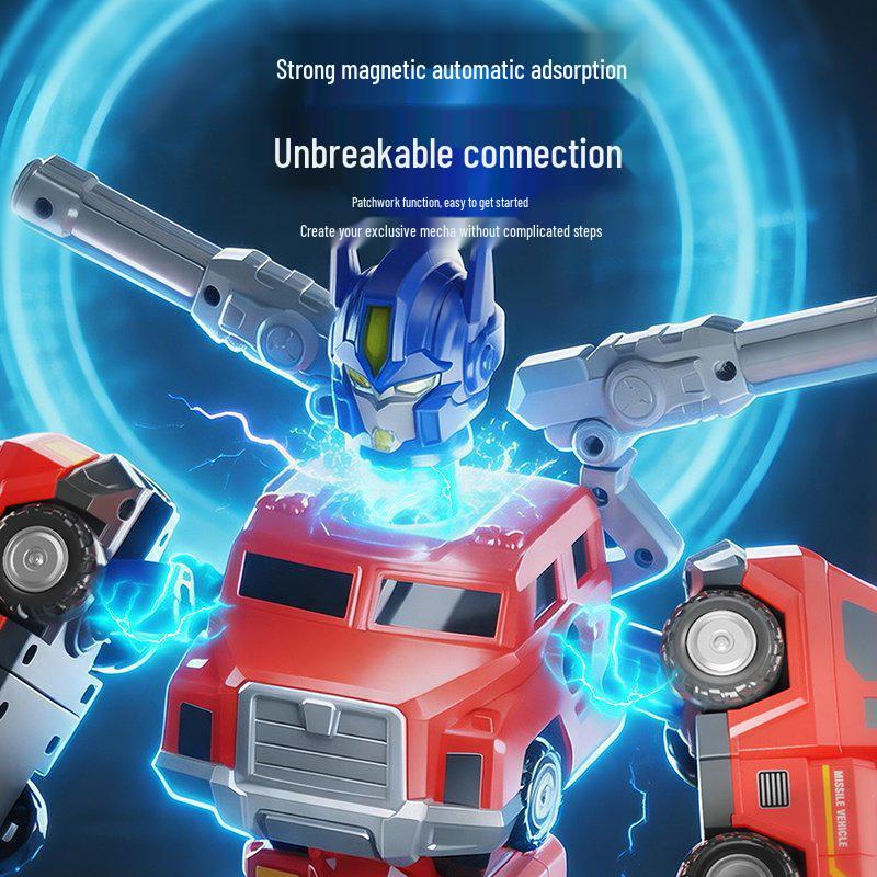 5-in-1 Magnetic Transforming Robot Toy with Sound and Light for Kids