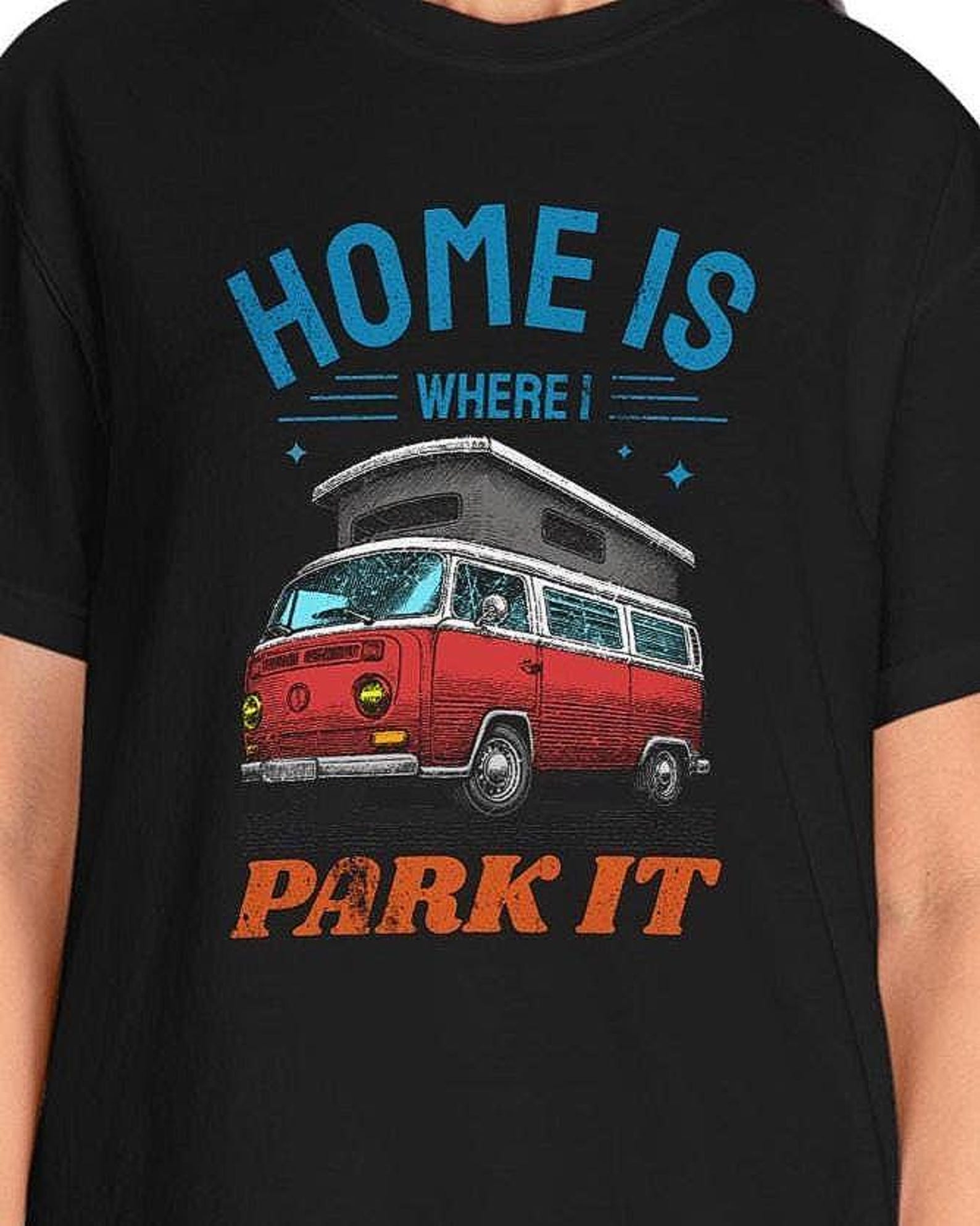 Home Is Where I Park It Camper Van T-Shirt | Vintage Bus Tee S