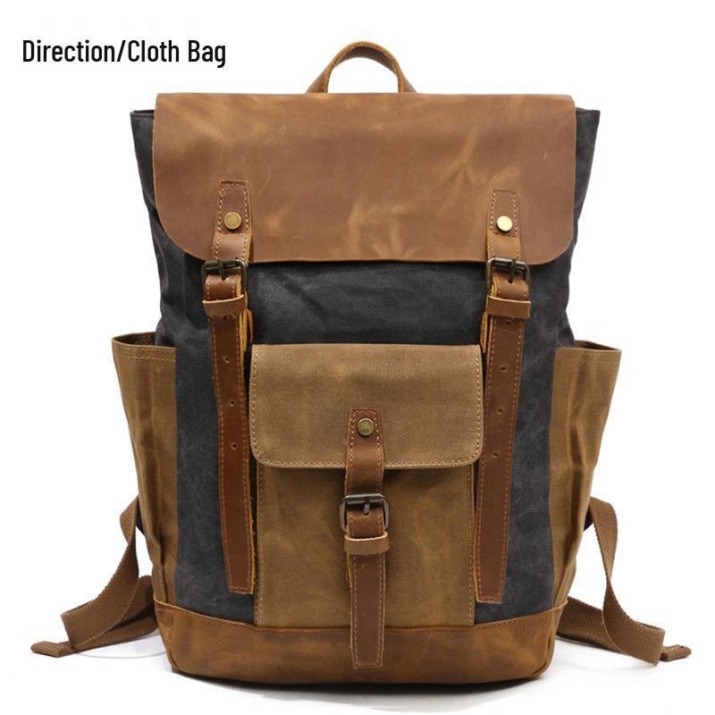 Vintage Canvas & Leather Waterproof Outdoor Backpack - Men's Laptop & Travel Rucksack