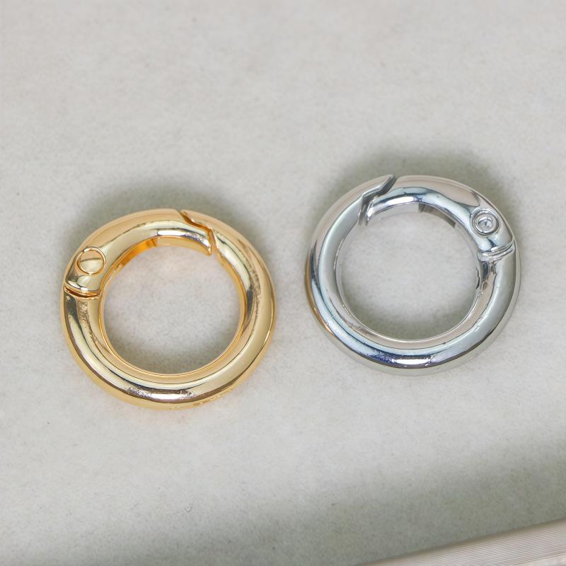 Round Zinc Alloy Spring Ring Keychain - High-End Texture Bag Buckle Pendant