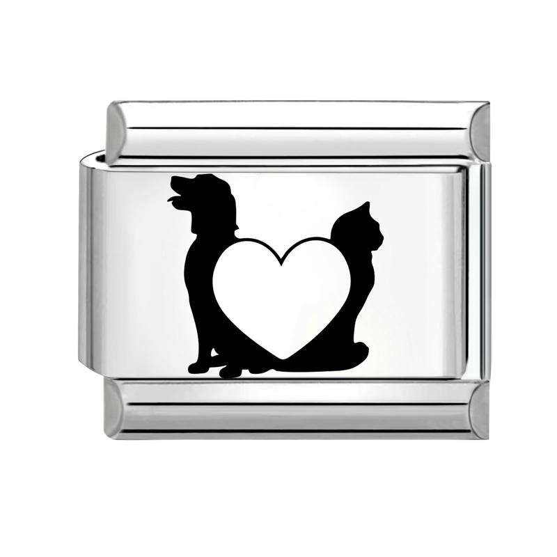 

Fashion Laser Engraving Love Series Eye Sun Moon Cat Star Italian Charm Links Fit 9mm Stainless Steel Bracelet DIY Making Gift