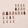 24 Pcs Grid Stick On Nail Glossy False Nail Ballerinas Press On Nail Glittering Artificial Acrylic Nail