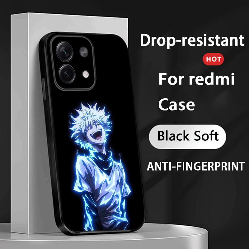 Killua Zoldyck Hunters X H Pattern Phone Case For Redmi Note 14 13 12 11 Pro Plus S 5G 14C A3 Soft Black Phone Cover