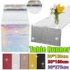 New Glitter Sequin Disco Table Runner Mirror Gold/Silver/Color Foil Metallic Dining Table Decoration For Wedding Party Birthday