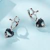 BAMOER 925 Sterling Silver Heart Bi Color Black Crystal Hoop Earrings For Women Reto Red Cross Dangle Drop Earring Halloween Gift