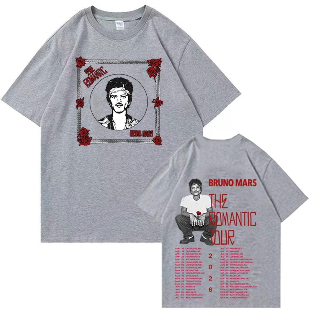 Bruno Mars The Romantic Tour 2026 Fans Gift Tshirt Man Woman Harajuku Short Sleeve Oneck Casual Shirt