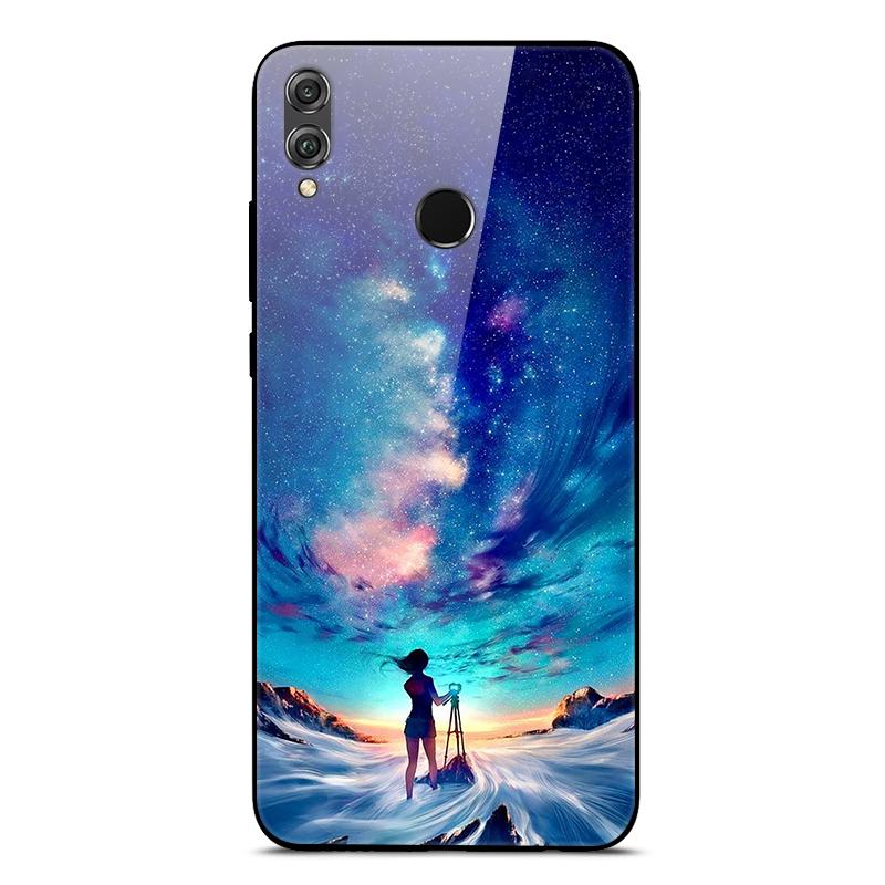 Tempered Glass Case For Huawei Honor 8X Case Phone Cover Bumper on Honor 8X JSN-L21 8 X Honor8X Case Hard Back Cover Cute Fundas
