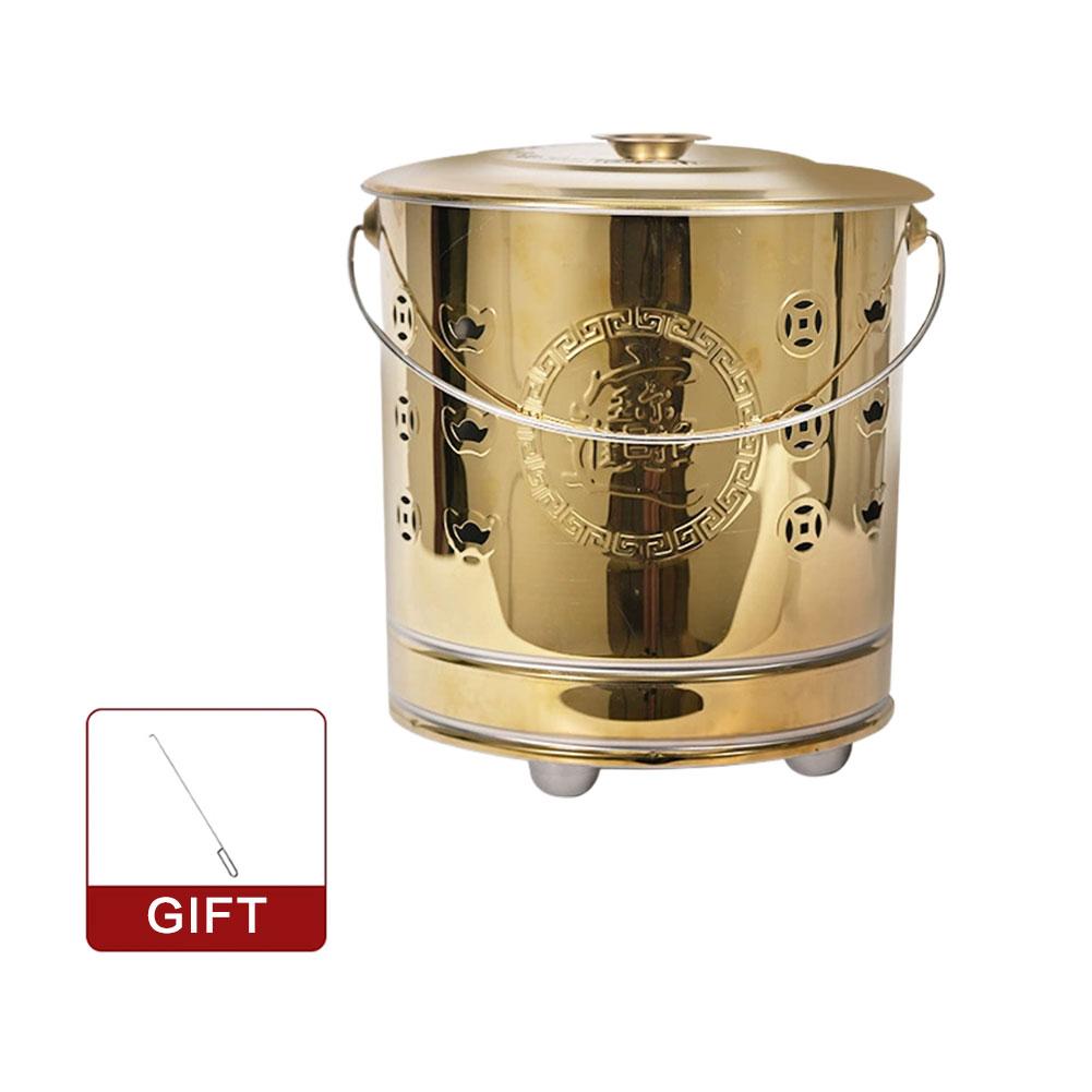 Yanan Kovalar Boş Metal Şömine Kovası Geleneksel Kağıt Para Yakma Varili Ev Bahçe Dış Mekan İçin Hazine Kasesi