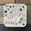 Yousheng Large DIY Stepping Stone Kit, Square Handprint Stepping Stone, Mother's Day Keepsake Craft, Indoor Outdoor Garden Stone with 26 Letter Stamps