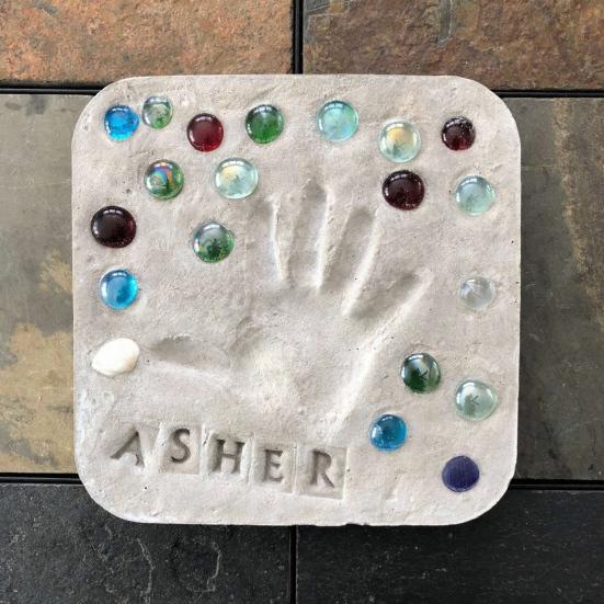 Yousheng Large DIY Stepping Stone Kit, Square Handprint Stepping Stone, Mother's Day Keepsake Craft, Indoor Outdoor Garden Stone with 26 Letter Stamps