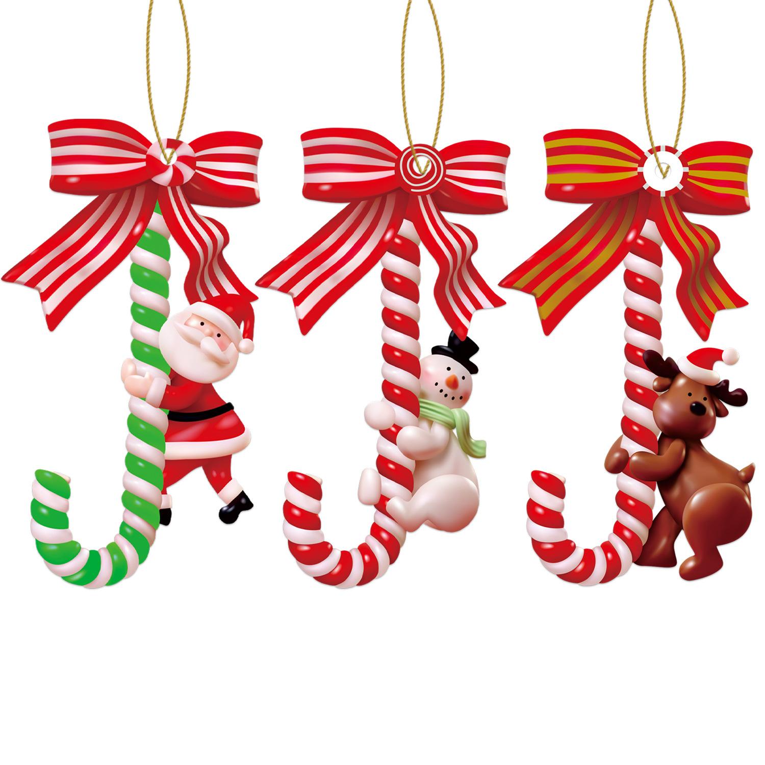 

3PCS Christmas Tree Pendants Christmas Snowman Candy Cane Hanging Ornaments Decorations Xmas Gifts New Year 2025