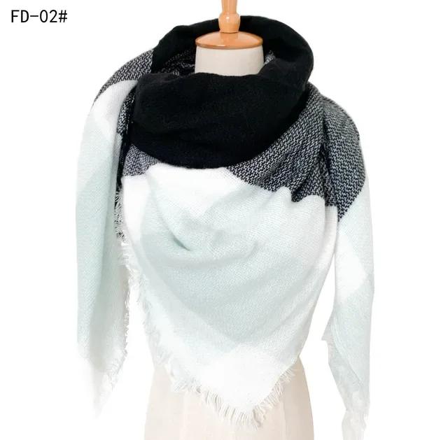 Autumn and Winter New Yellow Grey Cashmere Big Grid Square Scarf Women Double Faced Shawl