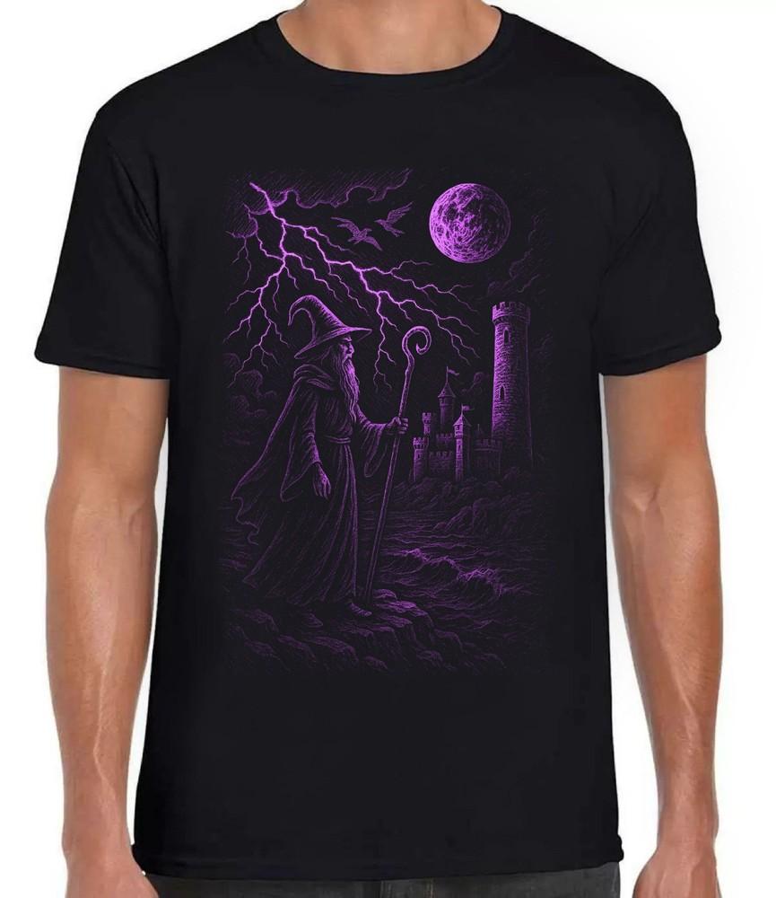 Wizard Magic Mystical Doom Medieval Theme Dragon Witchy Spell Black T Shirt 445