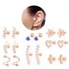 Set 10 Stainless Steel Bar Cartilage Piercing Studs Star Heart Flower Moon Rook Earlobe Screw Statement Earrings Tragus Conch