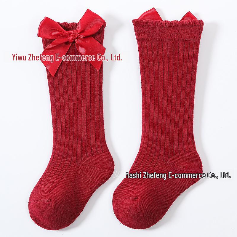 

Испанские розовые детские носки до колена с большим бантом для девочек 1-3 Years