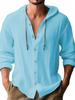 Men's Hooded T-shirt Solid Color Cotton And Linen Men's Casual Long Sleeve Top
