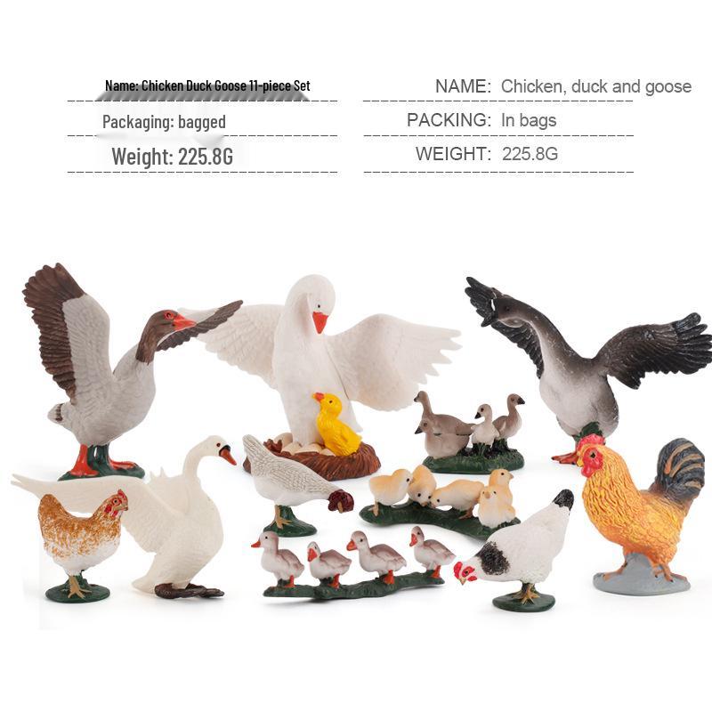 Educational Poultry Miniature Set: Rooster, Hatching Eggs, Swan, Chicken, Duck, Goose.