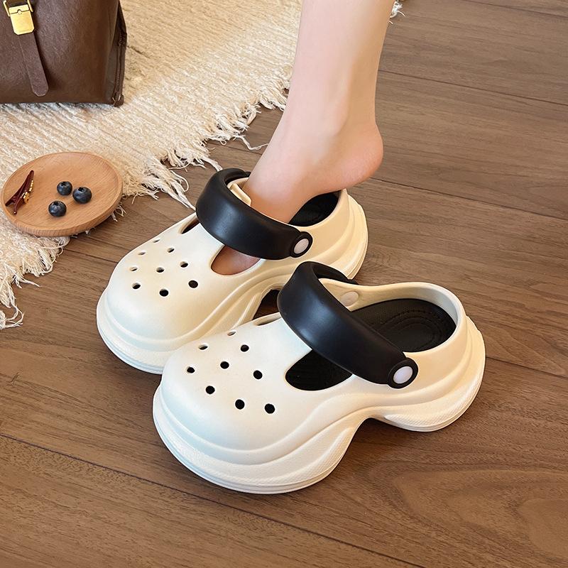 

Spring and summer new products are fashionable and simple, small waist two-color women s outer wear hole shoes, thick-soled heightening outdoor beach 34