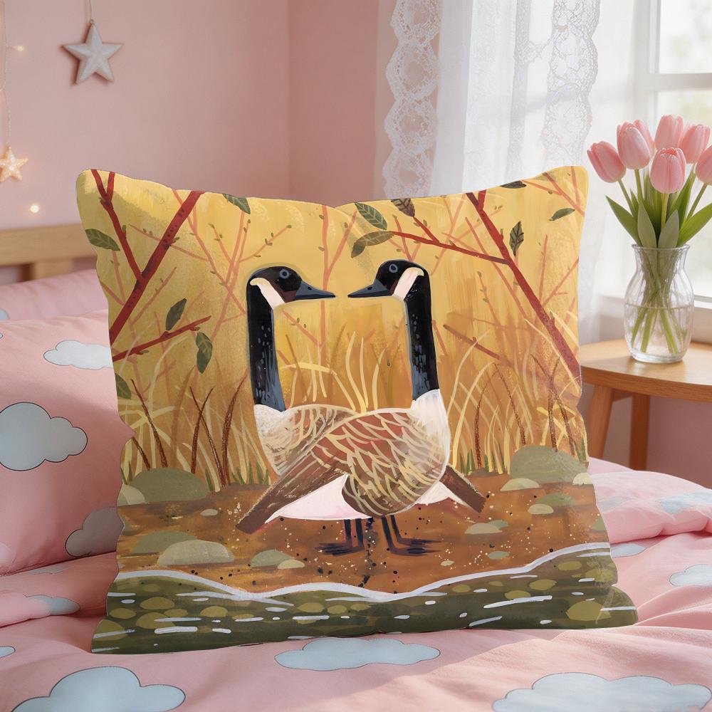 Retro Frühling Dorf Pflanzen Kissenbezug Quadratisch Kurzer Plüsch Kissenhülle Wohnzimmer Sofa Heimdekoration Funda X