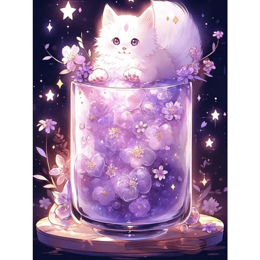 Diamond Painting Full Drill Luminous Butterfly Round Diamond Painting Handmade Fruit Cute Cat Animal Diy Diamond Mosaic Painting Home Decoration