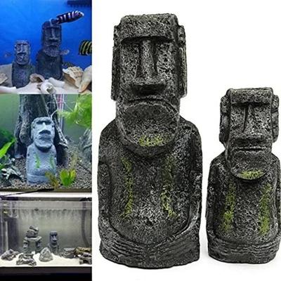 Aquarium Fish Tank Resin Decoration Easter Island Simulation Statue Personalized Holiday Surprise Gift Home Decorations Ornament