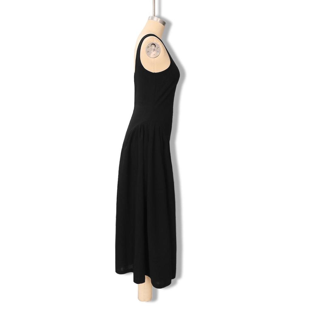 European & American Style Sleeveless Backless Sexy Slim Casual Mid-Length Dress for Women - Spring/Summer Fashion