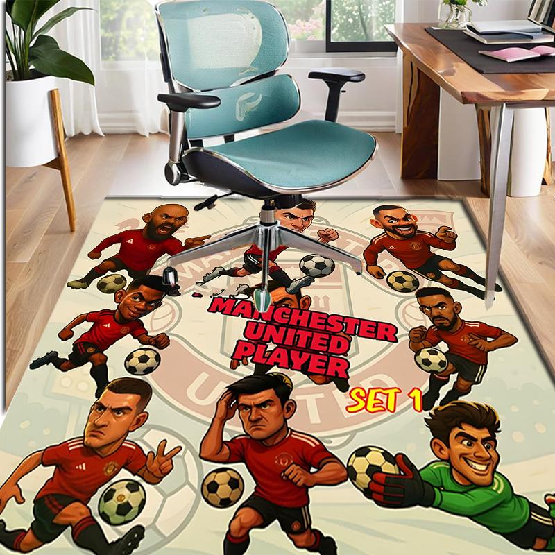 Football United F.C Pattern Rug, Indoor/Outdoor Mat, for Picnic, Gameroom, Bedroom, Office, Living Room, Home Decor Carpet, Birthday Gift