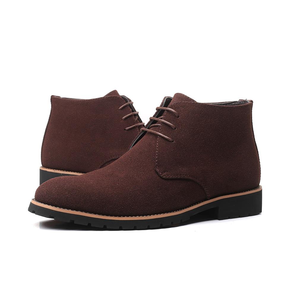 Schuhe Mann Frühling Neu Lässige Herren Stiefeletten Chelsea Herrenschuhe Kuhveloursleder Slipper Motorrad Herrenstiefel gy6 42 braun