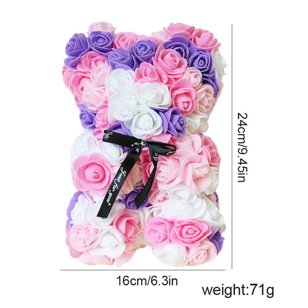 16*24cm Künstlicher Teddy-Rosenbär Mehrfarbig Romantisches Valentinstagsgeschenk Blumenbär Muttertags-Ewiger Blumenbär