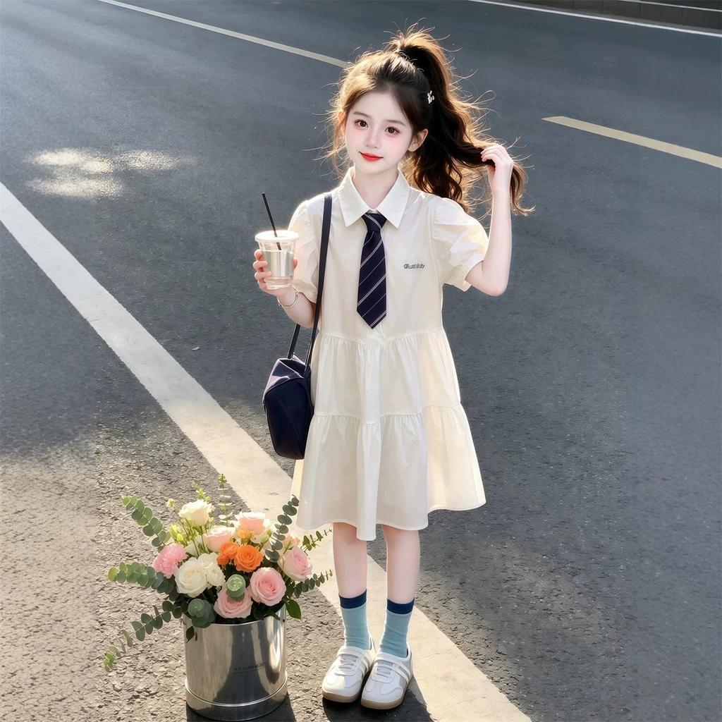 New Arrival: Korean Style Puff Sleeve Princess Summer Dress for Girls