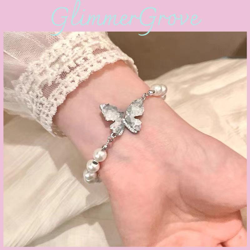 Elegant Pearl Butterfly Bead Bracelet High-end Chic Design Summer Fashion Jewelry