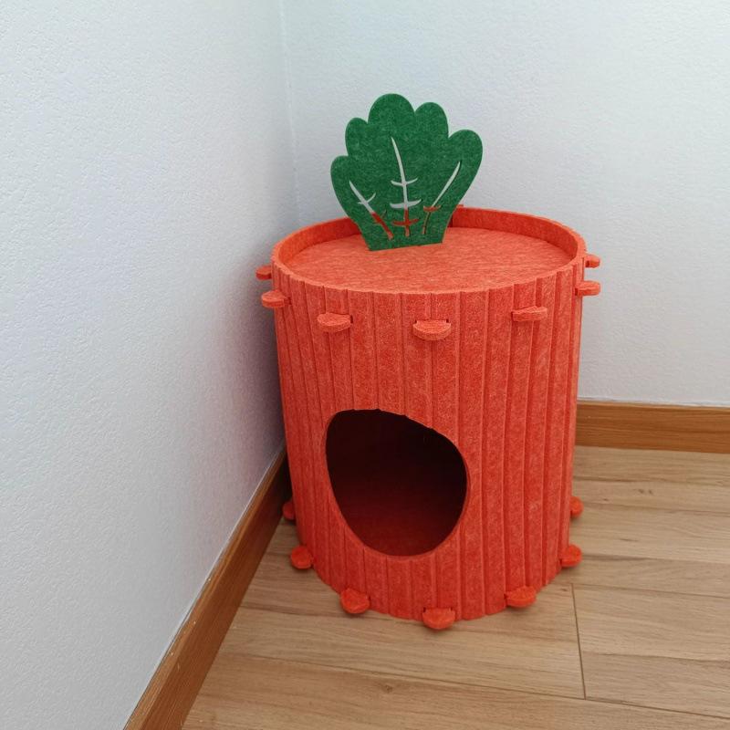 

Wear-resistant four-season universal felt cat nest Internet celebrity large double multi-cat cat house box carrot cat bed space drilling Medium size [applicable within 6kg] durable model
