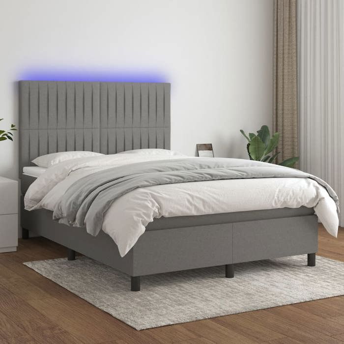 VidaXL Sommier à Lattes de Lit avec Matelas et LED, Lit Rembourré, Lit Double, Lit Adulte de Chambre à Coucher Intérieur, 3135030