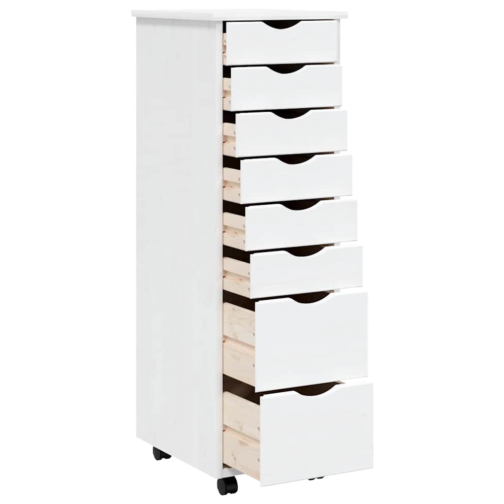vidaXL Rollschrank mit Schubladen MOSS Weiß Massivholz Kiefer