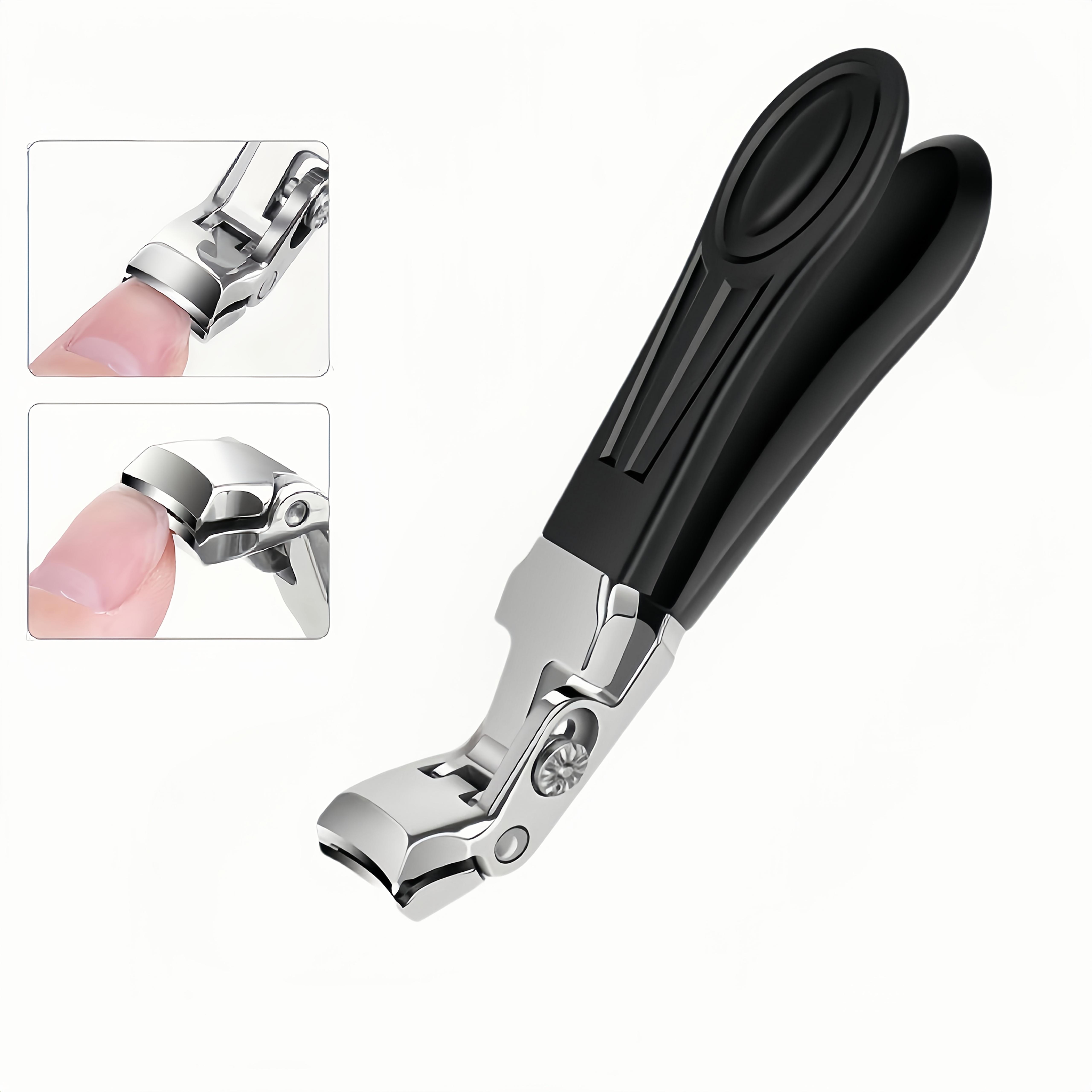 

Кусачки для ногтей из нержавеющей стали, современный стиль, вогнутая режущая кромка, широкая и угловая конструкция, нескользящая ручка, для толстых ногтей, для мужчин, женщин чёрный
