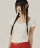 Kkuape Lace U-Neck Slim T-Shirt_White