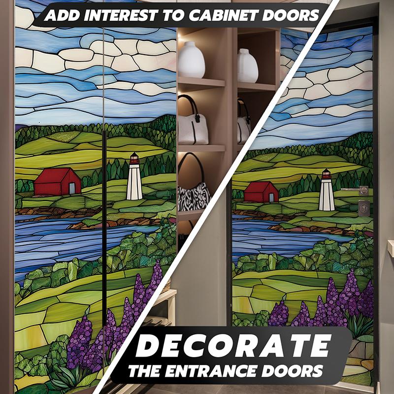 2PCS Imitation Leather Surface Vintage Refrigerator Decoration Retro Poster Collage Design 28.6x163cm