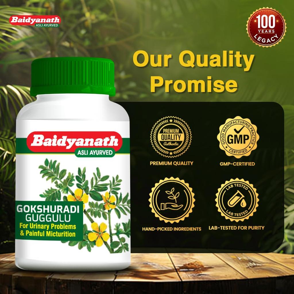 Baidyanath Gokshuradi Guggulu 80 Tabletten Ayurveda-Kräuterergänzung zur Unterstützung der Nieren- und Harnwegsgesundheit
