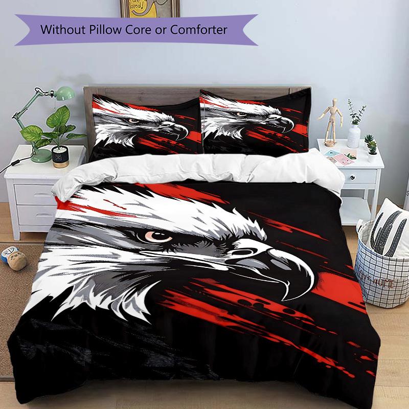 3pcs Eagle Head Duvet Cover Set -Includes 1 Duvet Cover and 2 Pillowcases, No Quilt Core, All-Season Home Decor Yy251111180