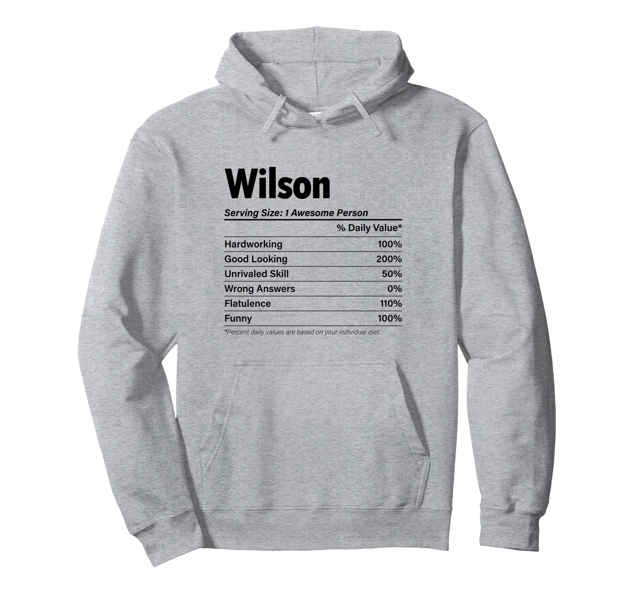 

WILSON Nutrition Facts Funny Name Definition Graphic Hoodie