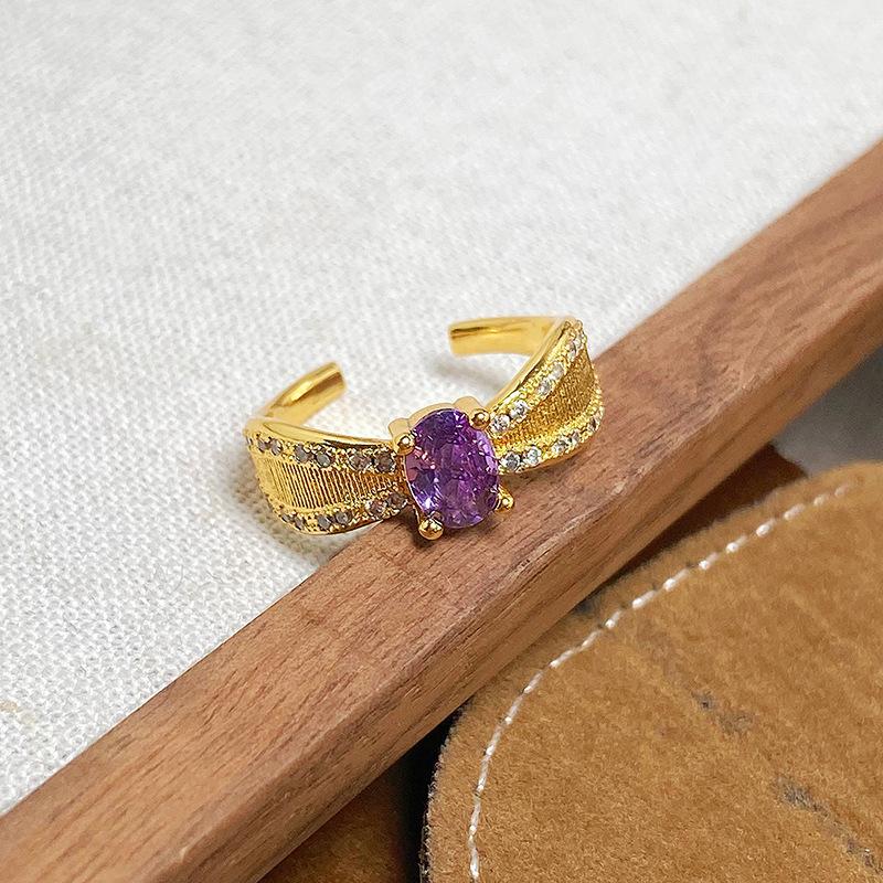 Italian Vintage Brushed Bramble Vine Zircon Ring Medieval Vintage Brushed Small Flower Personality Ring