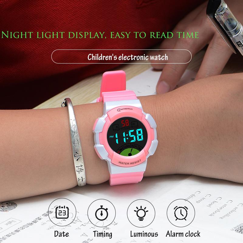 high quality Children's Boys' Sports Electric watch 30M Waterproof LED Alarm Clock Student Kids Girls' Pink Fashion Cute Watches