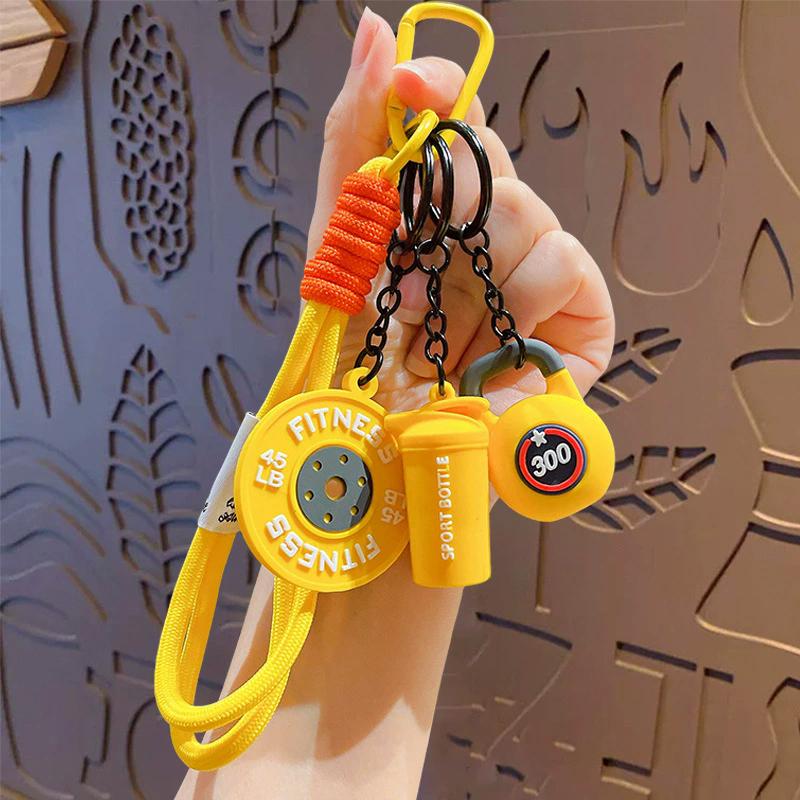 Bag Charm Hand-Woven Fitness Weight Mini Dumbbell Gym Lover DIY Girl Nylon Rope Pendant