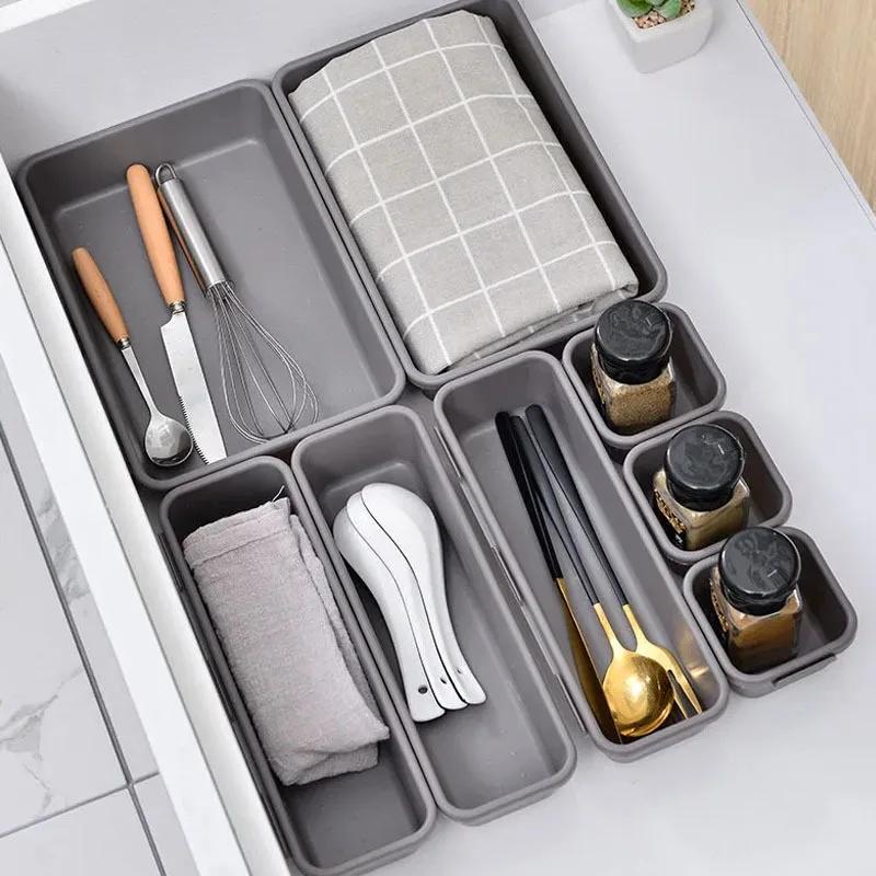 Home Desktop Drawer Storage Box, An Eight Piece Set That Can Be Freely Combined Into A Cosmetic Storage and Organizing Box