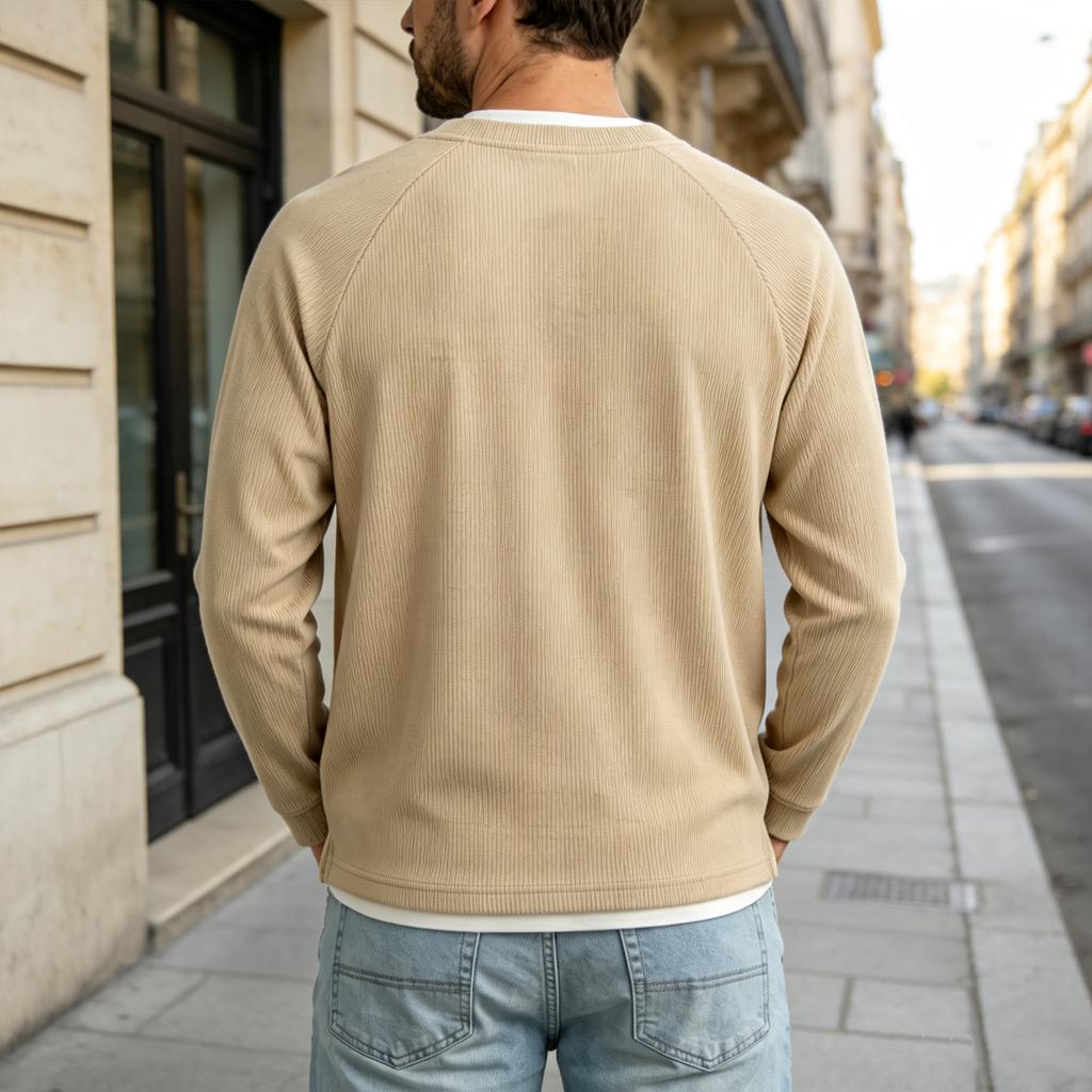 Men's Long Sleeve Crewneck Sweatshirt with Look Casual Loose Fit Pullover for Spring