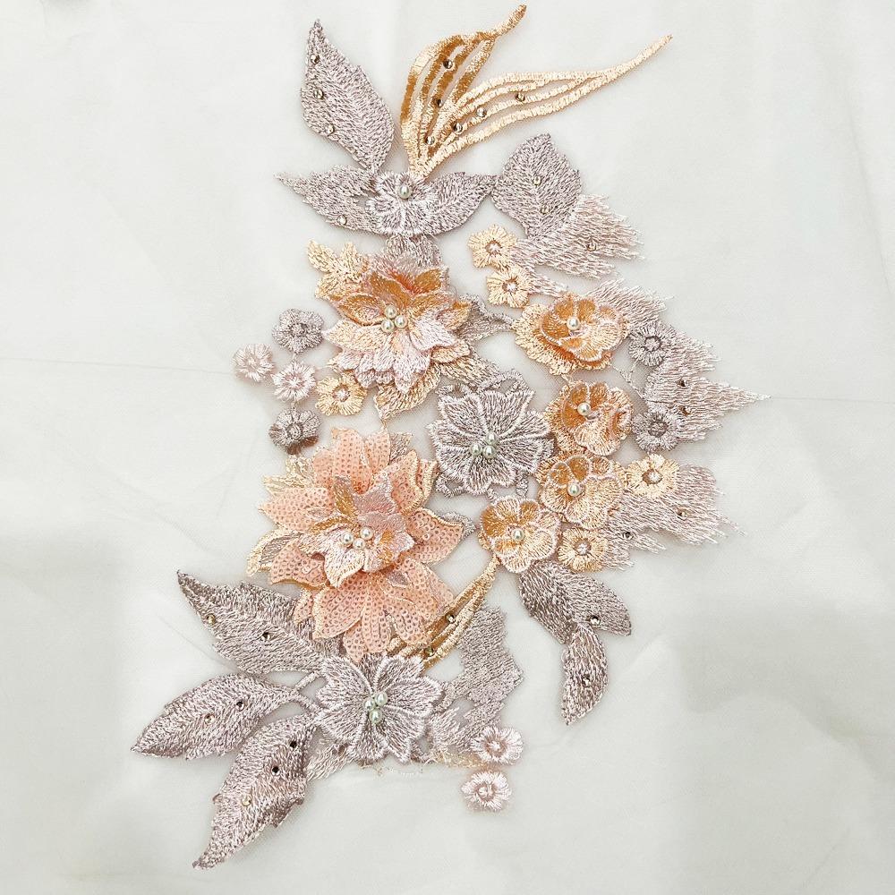 

Three-dimensional Flower Embroidered Patches Delicate Clothing Applique Sewing Materials оранжевый