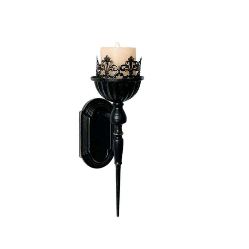 

American Retro Wrought Iron Candlestick Torch Shape Wall-hanging Living Room Bedside Dressing Table Wall Candlestick