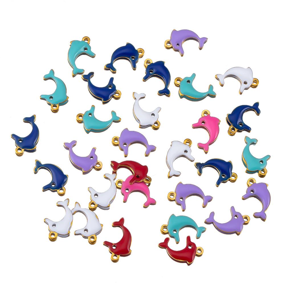 20pcs Stainless Steel Cute Marine Dolphin Octopus Crab Fish Tail Starfish Charms Necklace Earring Pendant for DIY Jewelry Making