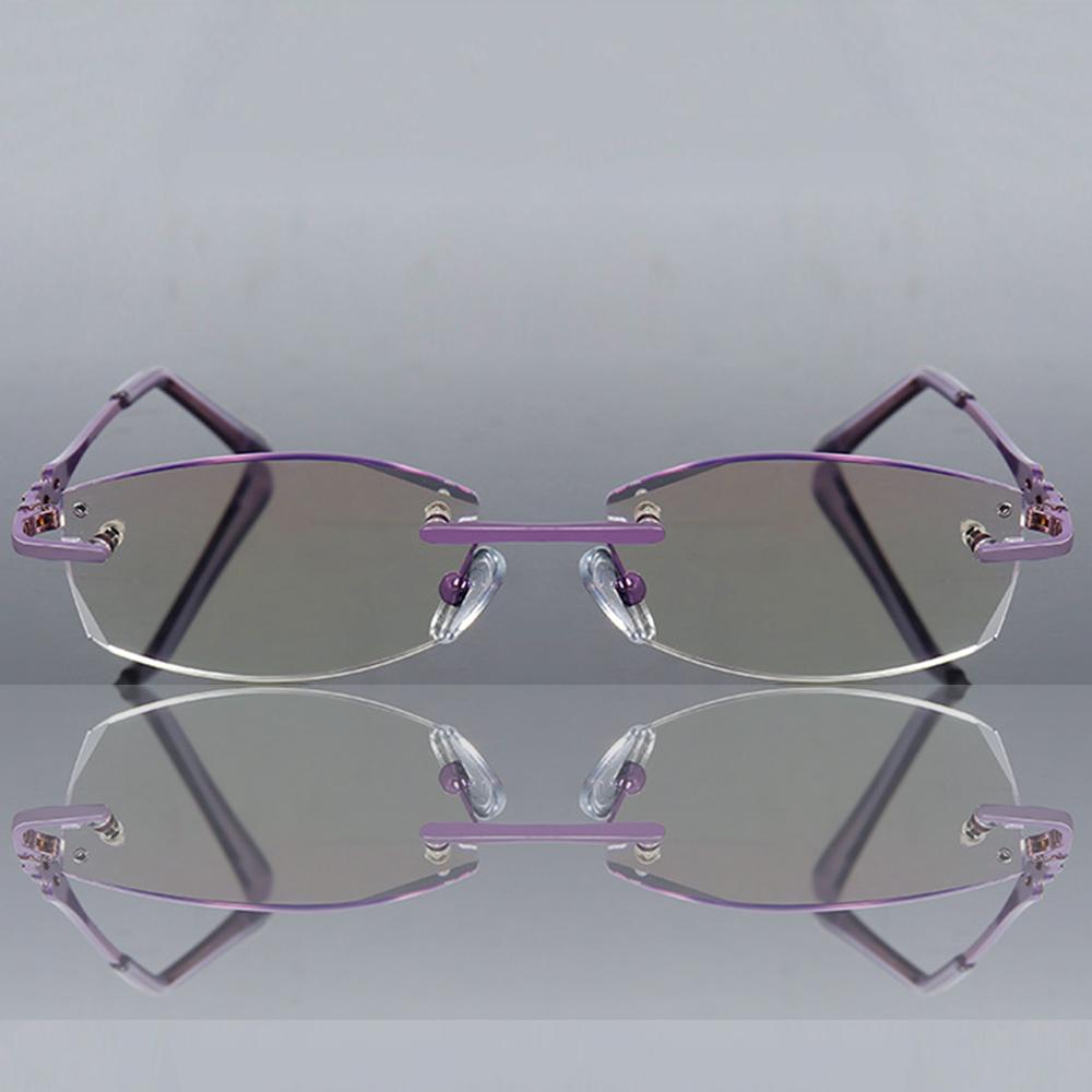 

Titanium Frame Ultra Light Rimless Frame Diamond Cut Women luxury Reading Glasses +0.75 +1 +1.25 +1.5 +1.75 +2 +2.25 +2.5 to +4 +150 фиолетовый
